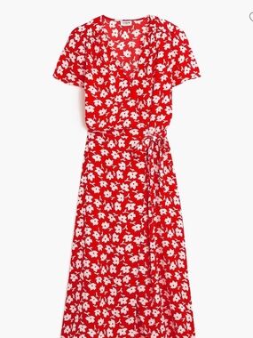 J crew factory- Drapey twill wrap midi dress